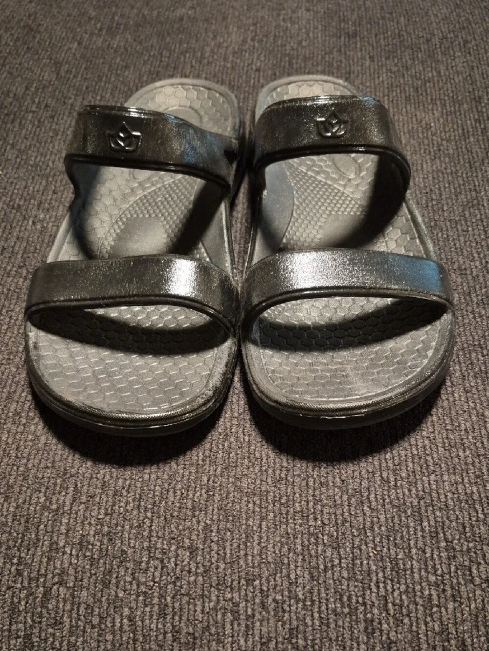 Women’s Black Dual-Strap Slide Sandals